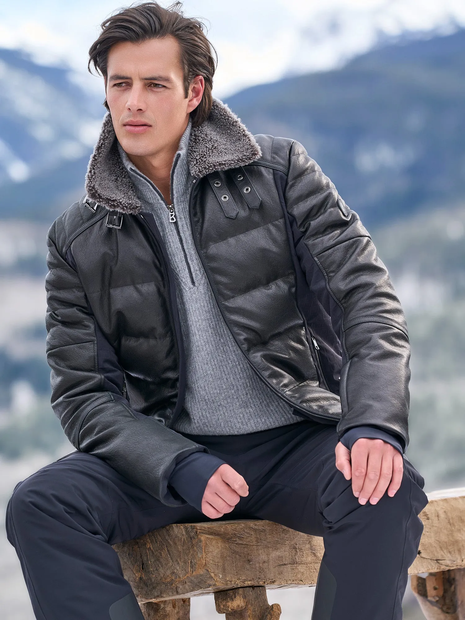 Caile Leather Ski Jacket