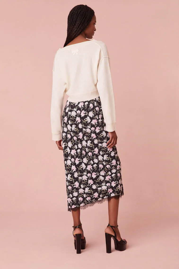 Castle Floral Crepe Midi Skirt