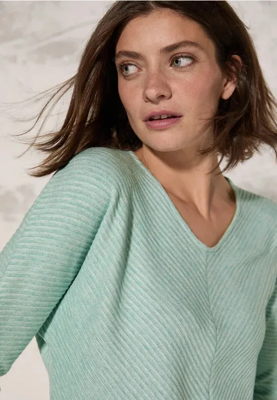 Cecil V Neck Textured Jumper. Grey or Green