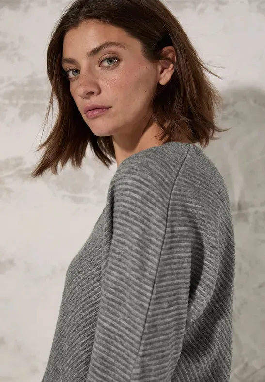 Cecil V Neck Textured Jumper. Grey or Green