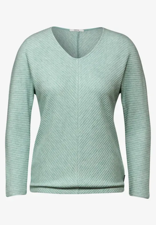 Cecil V Neck Textured Jumper. Grey or Green