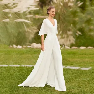 Chiffon Boho Beach Wedding Dress Pants Suit Bridal Summer Gown