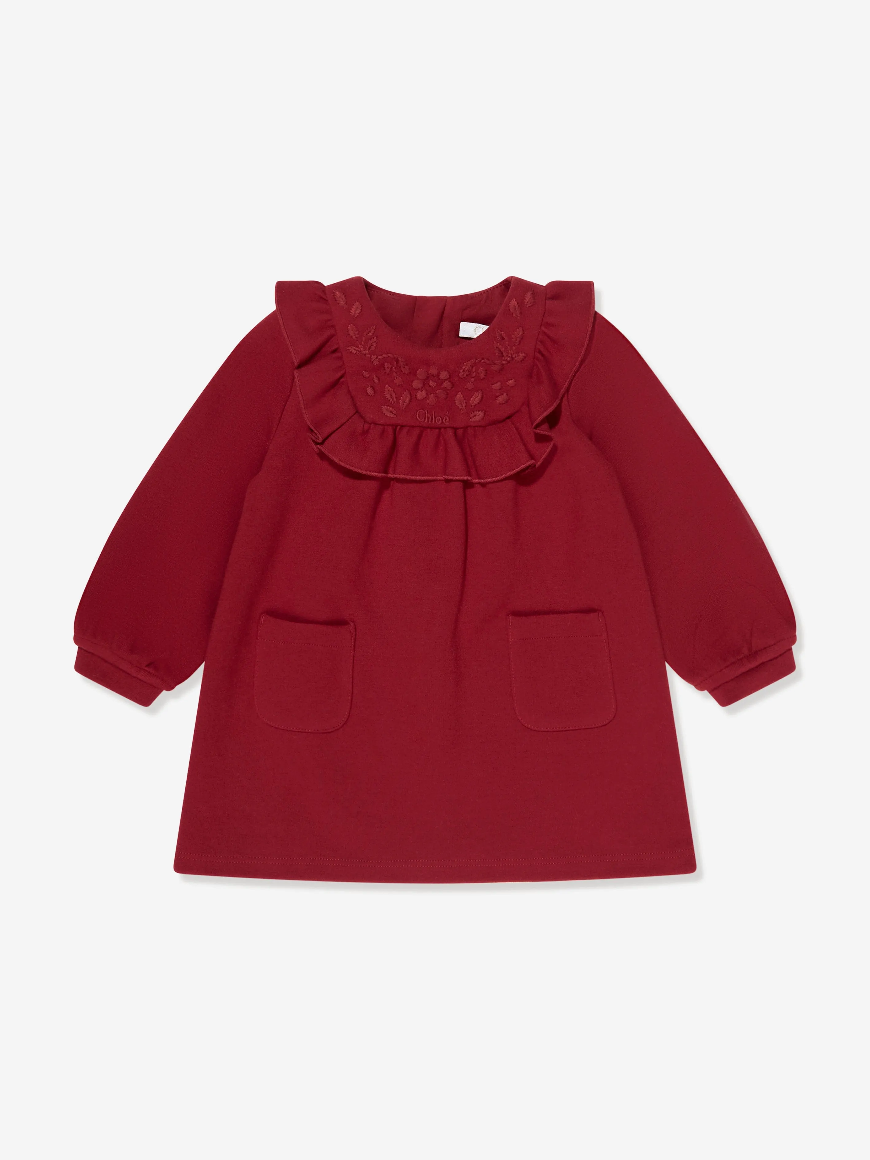 Chloé Baby Girls Ruffle Trim Dress in Red