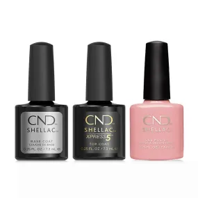 CND - Shellac Xpress5 Combo - Base, Top & Pink Pursuit (0.25 oz)