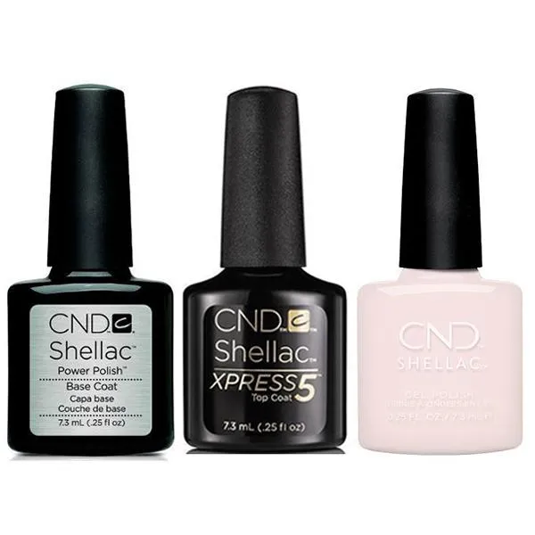 CND - Shellac Xpress5 Combo - Base, Top & Satin Slippers (0.25 oz)