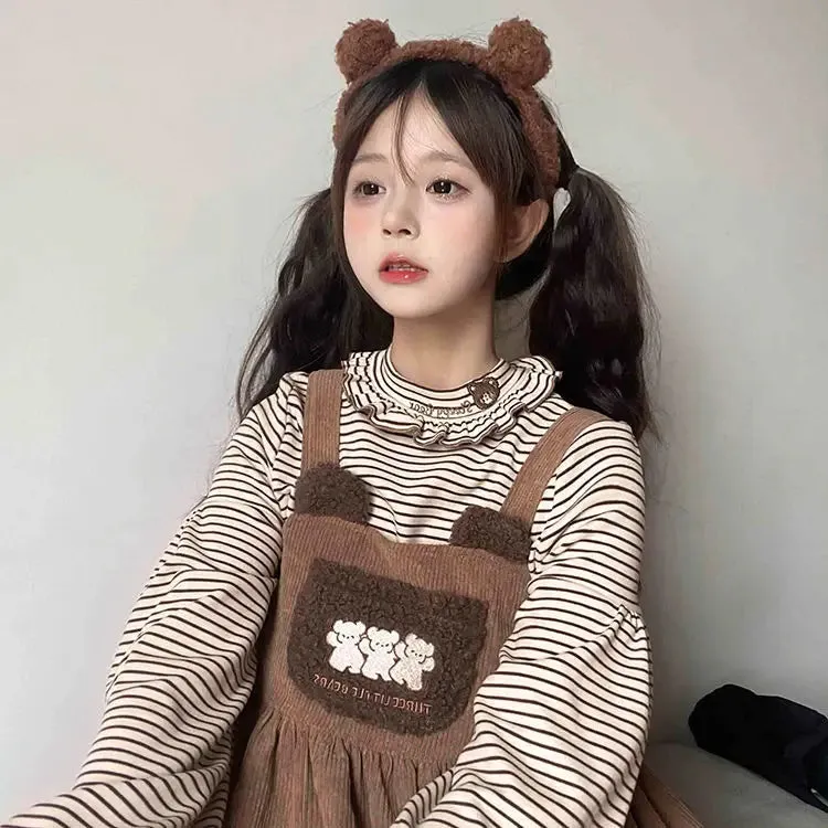 Corduroy Teddy Bear Overalls Dress