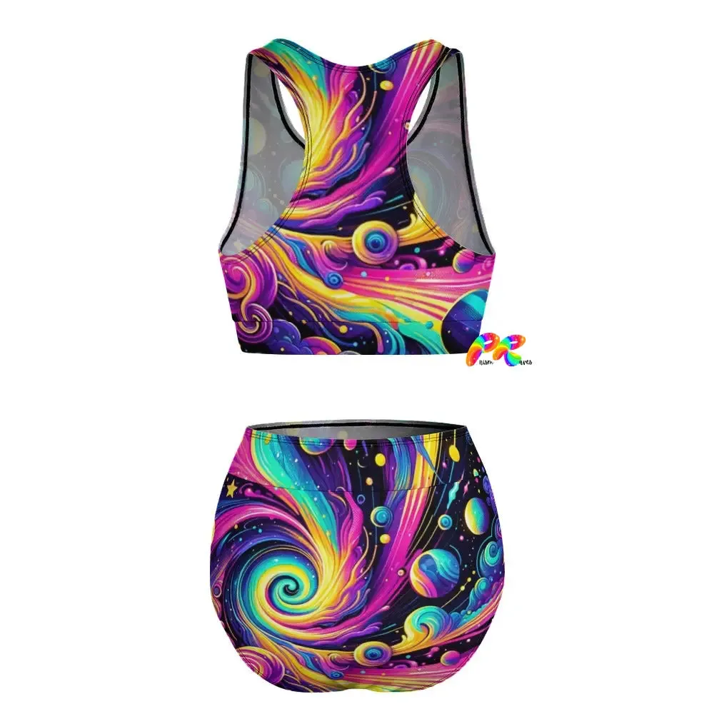 Cosmic Dance High Waist Racerback Rave Bikini