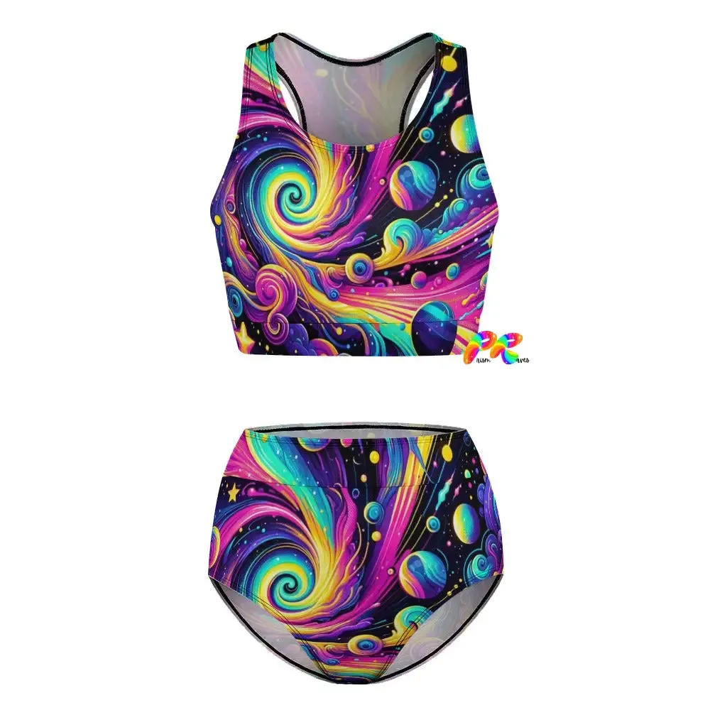 Cosmic Dance High Waist Racerback Rave Bikini