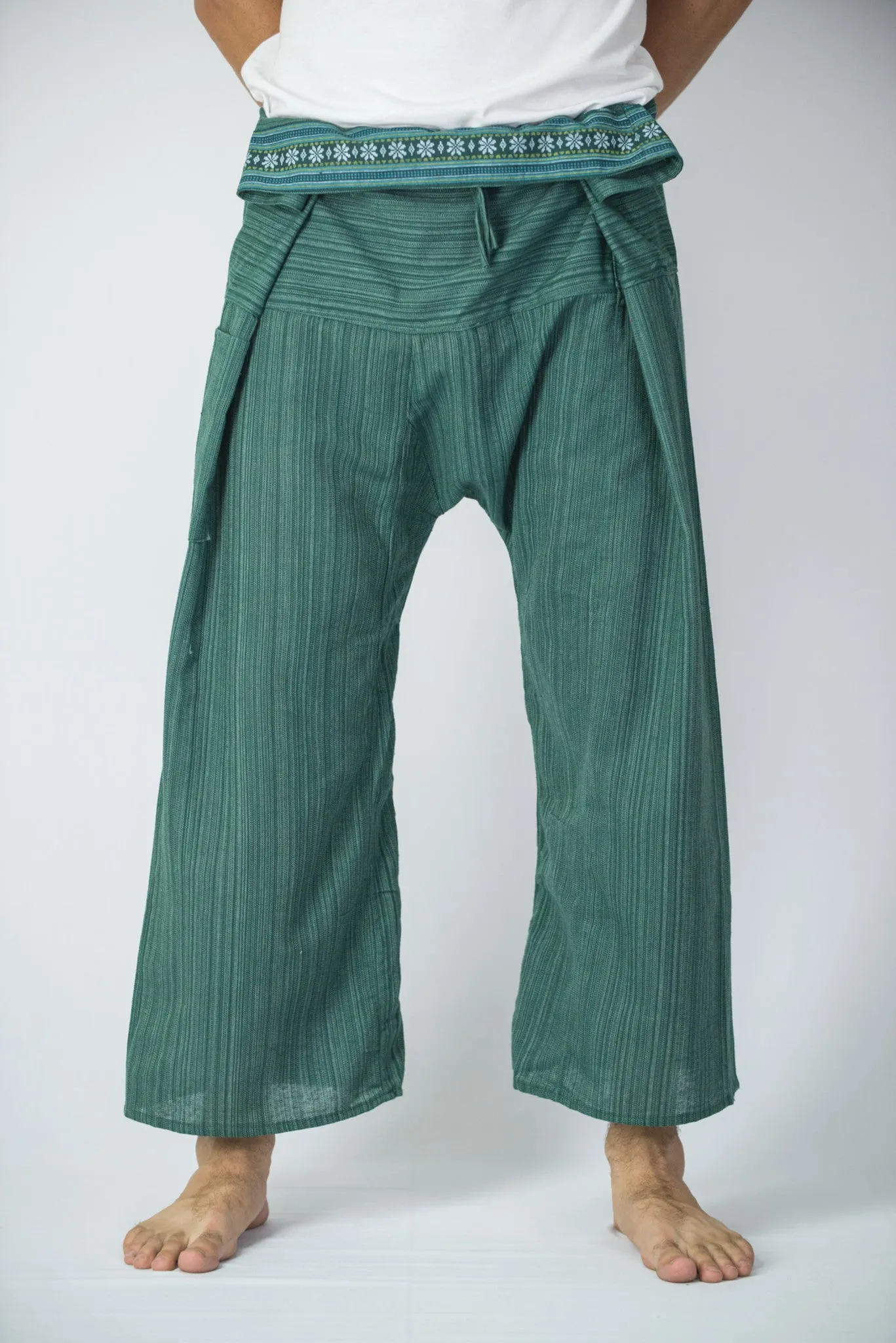 Cotton Thai Fisherman Yoga Massage Pants Aqua Marine