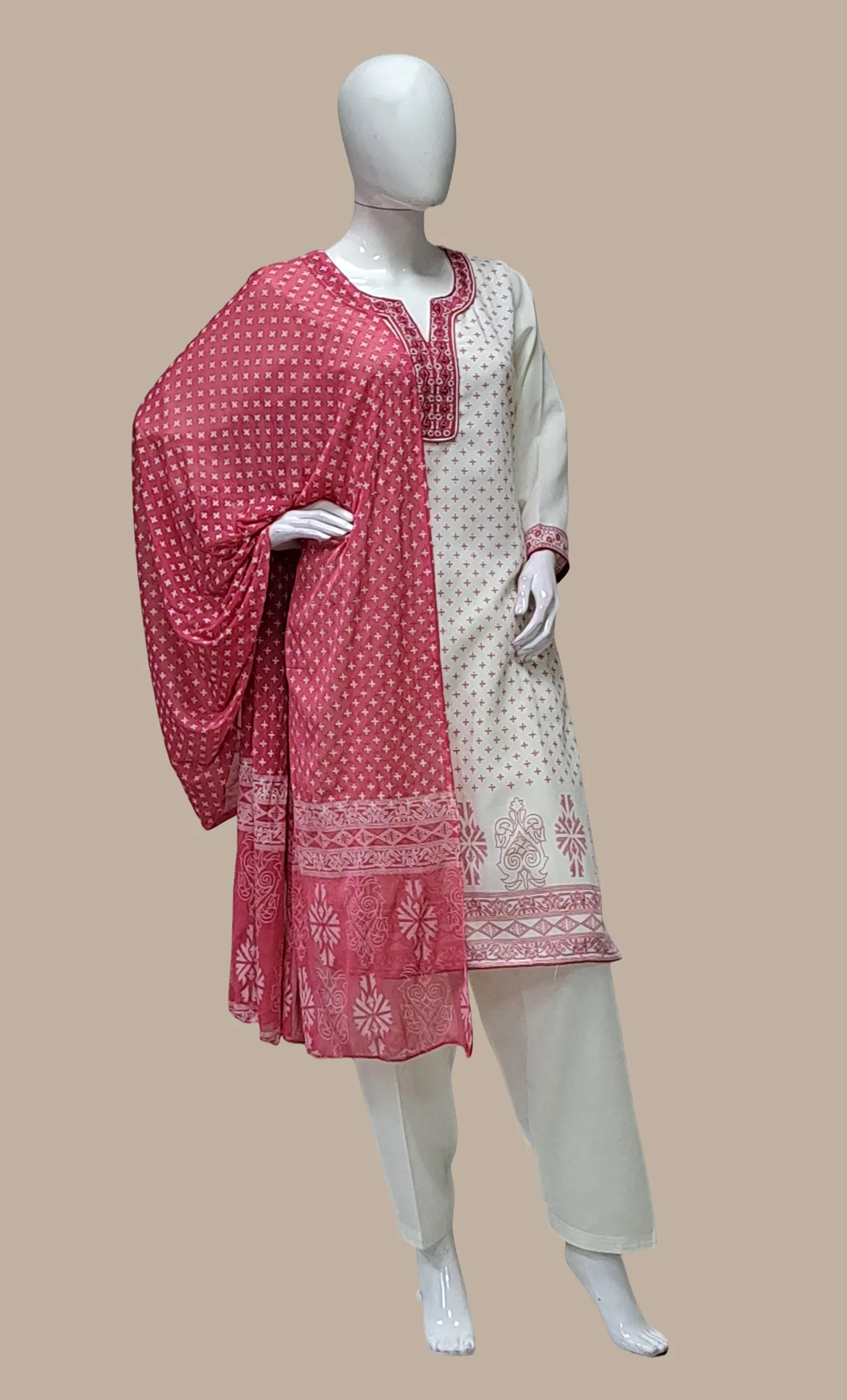 Cream Embroidered Salwar