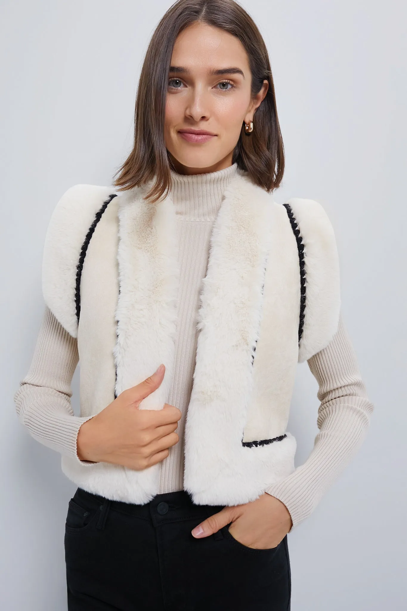 Cream Suede Cropped Chamonix Vest