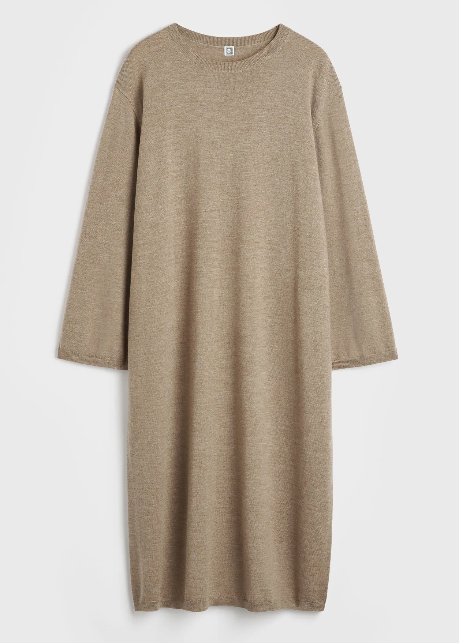 Crew-neck merino dress soft camel