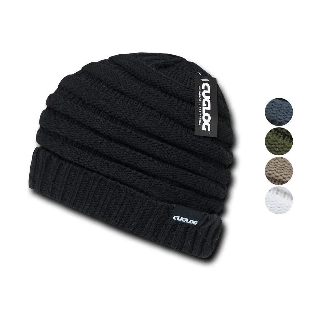 Cuglog Hip Reggae Slouchy Beanies Striped Knit Cuffed Stitch Winter Hats Caps