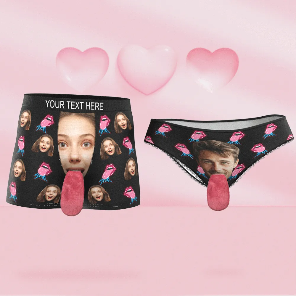 Custom Face Underwear Personalised Magnetic Tongue Underwear Sexy Lips Valentine's Day Gifts for Couple