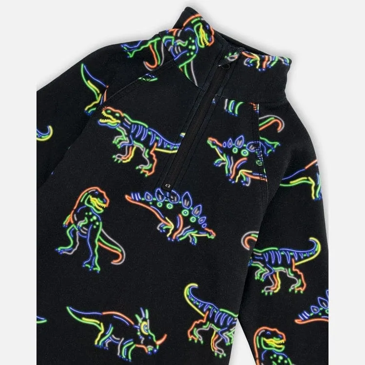 Deux Par Deux Two-Piece Thermal Underwear Set - Printed Dinos