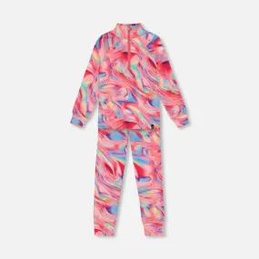 Deux Par Deux Two-Piece Thermal Underwear Set - Printed Marble