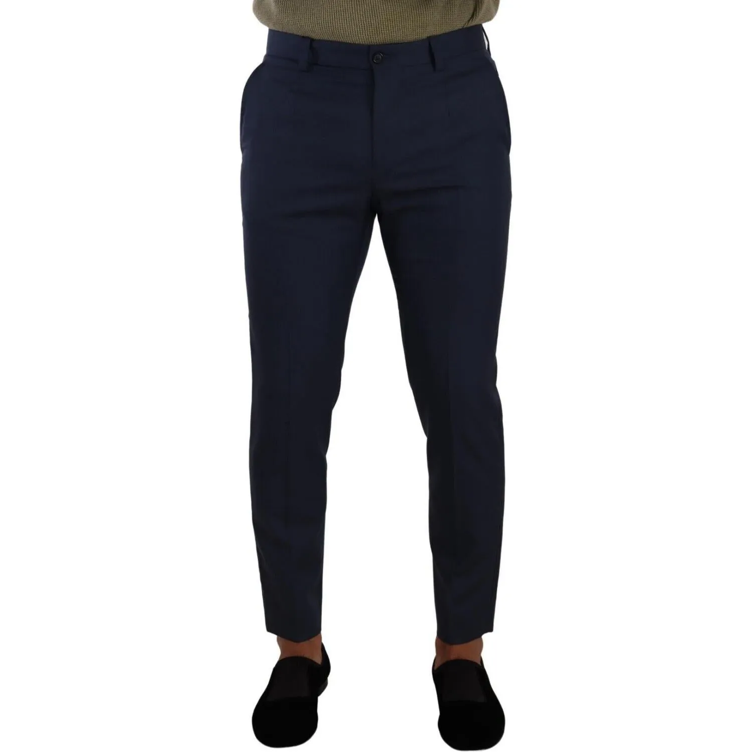 Dolce & Gabbana Elegant Dark Blue Slim-Fit Dress Pants