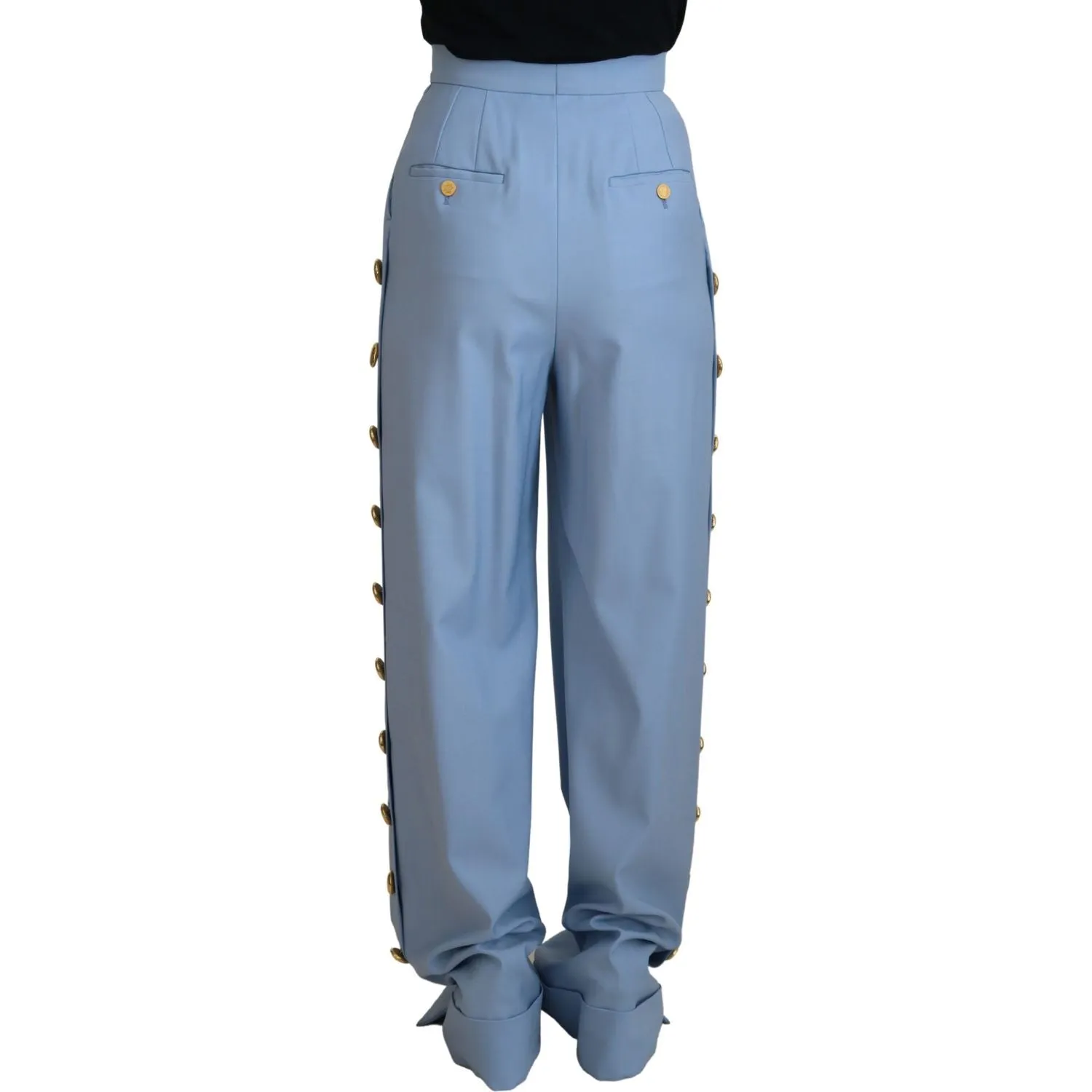 Dolce & Gabbana Elegant Light Blue Wool-Silk Blend Pants