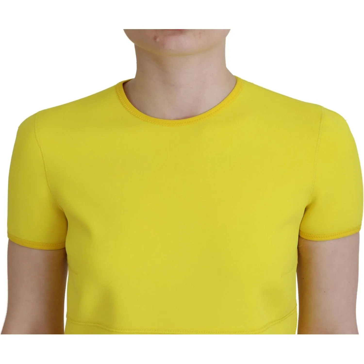 Dsquared² Yellow Nylon Short Sleeves Round Neck Mini Dress