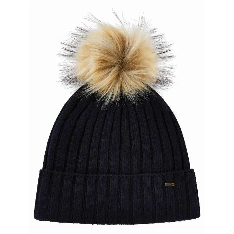 Dubarry Curlew Ladies Faux Fur Bobble Hat - Navy