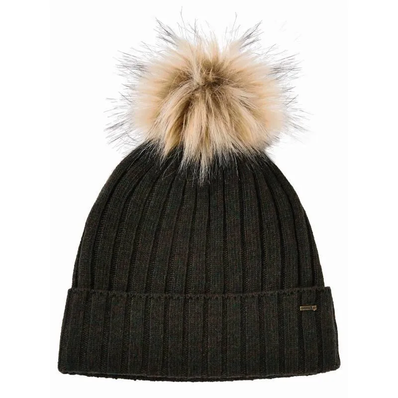 Dubarry Curlew Ladies Faux Fur Bobble Hat - Olive