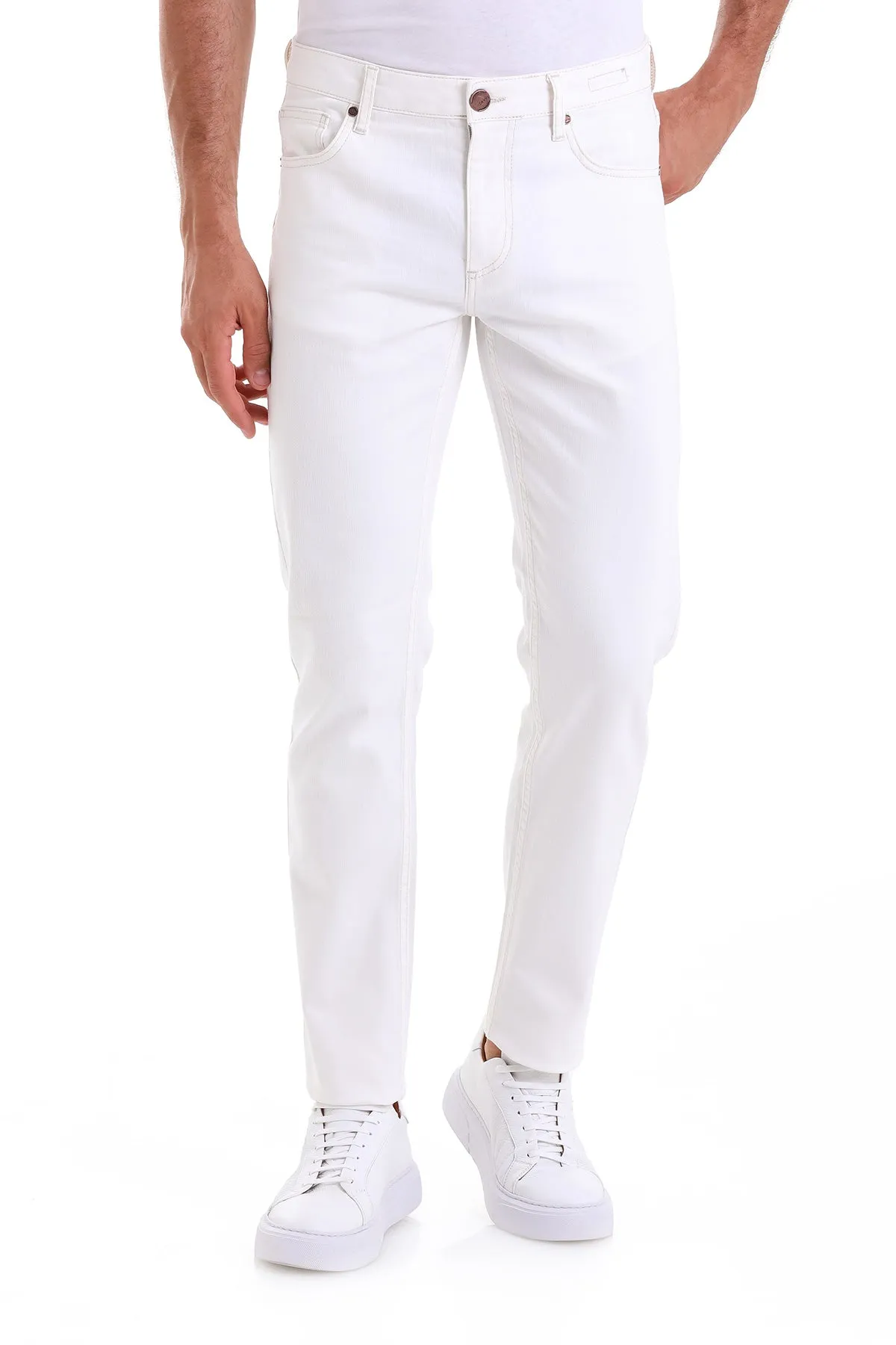 Dynamic Fit 5 Pocket Low Waist Cotton White Denim