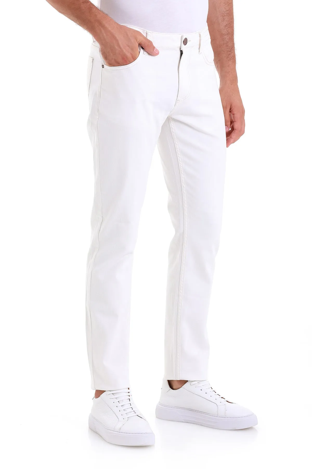 Dynamic Fit 5 Pocket Low Waist Cotton White Denim