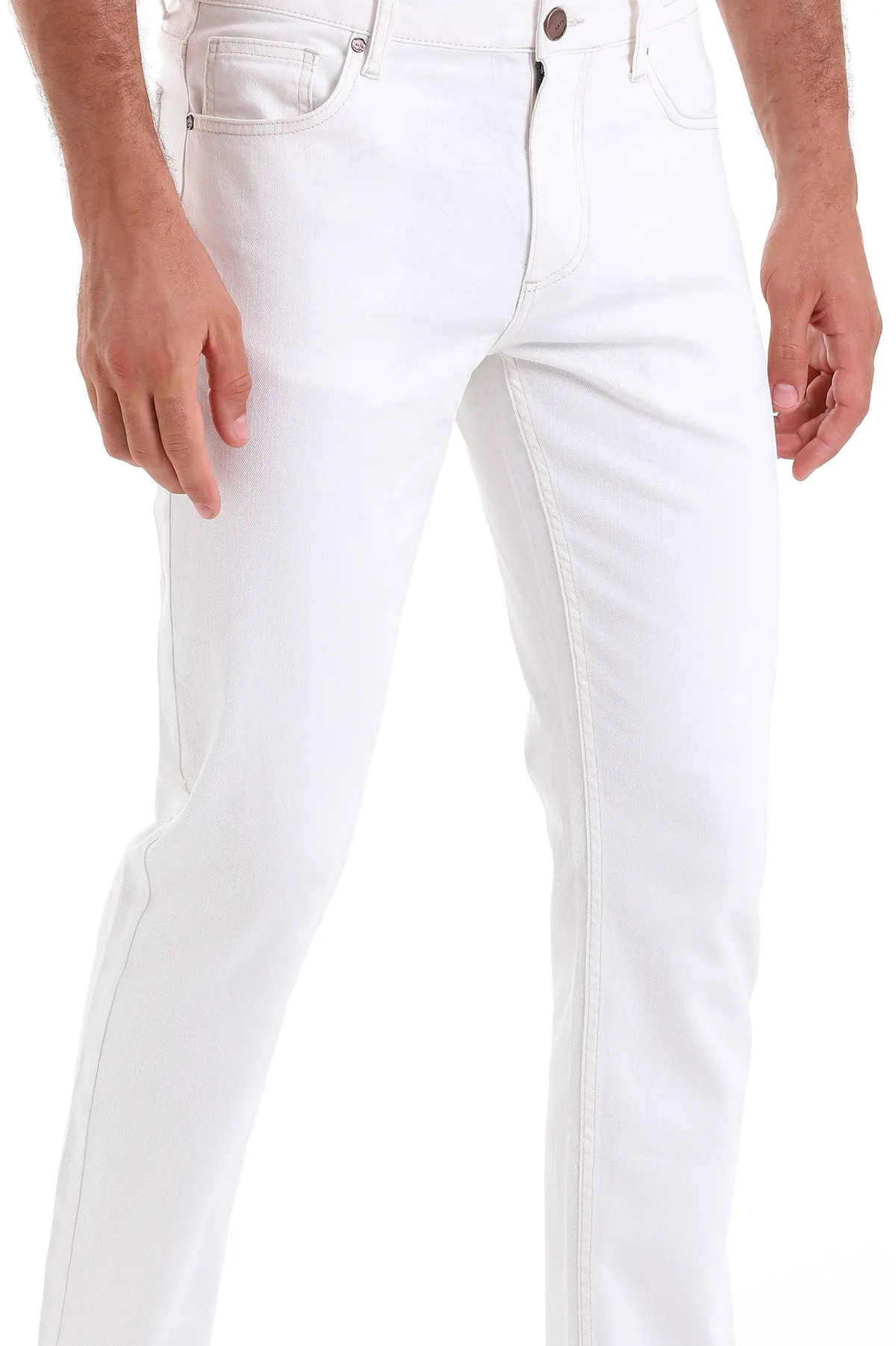 Dynamic Fit 5 Pocket Low Waist Cotton White Denim