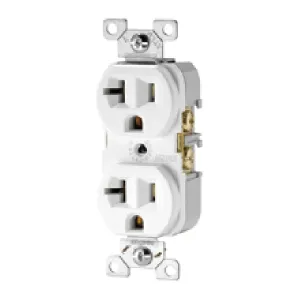 Eaton Wiring Devices BR BR20LA Duplex Receptacle Wallplate, 2 -Pole, 20 A, 125 V, Back, Side Wiring, NEMA: 5-20R