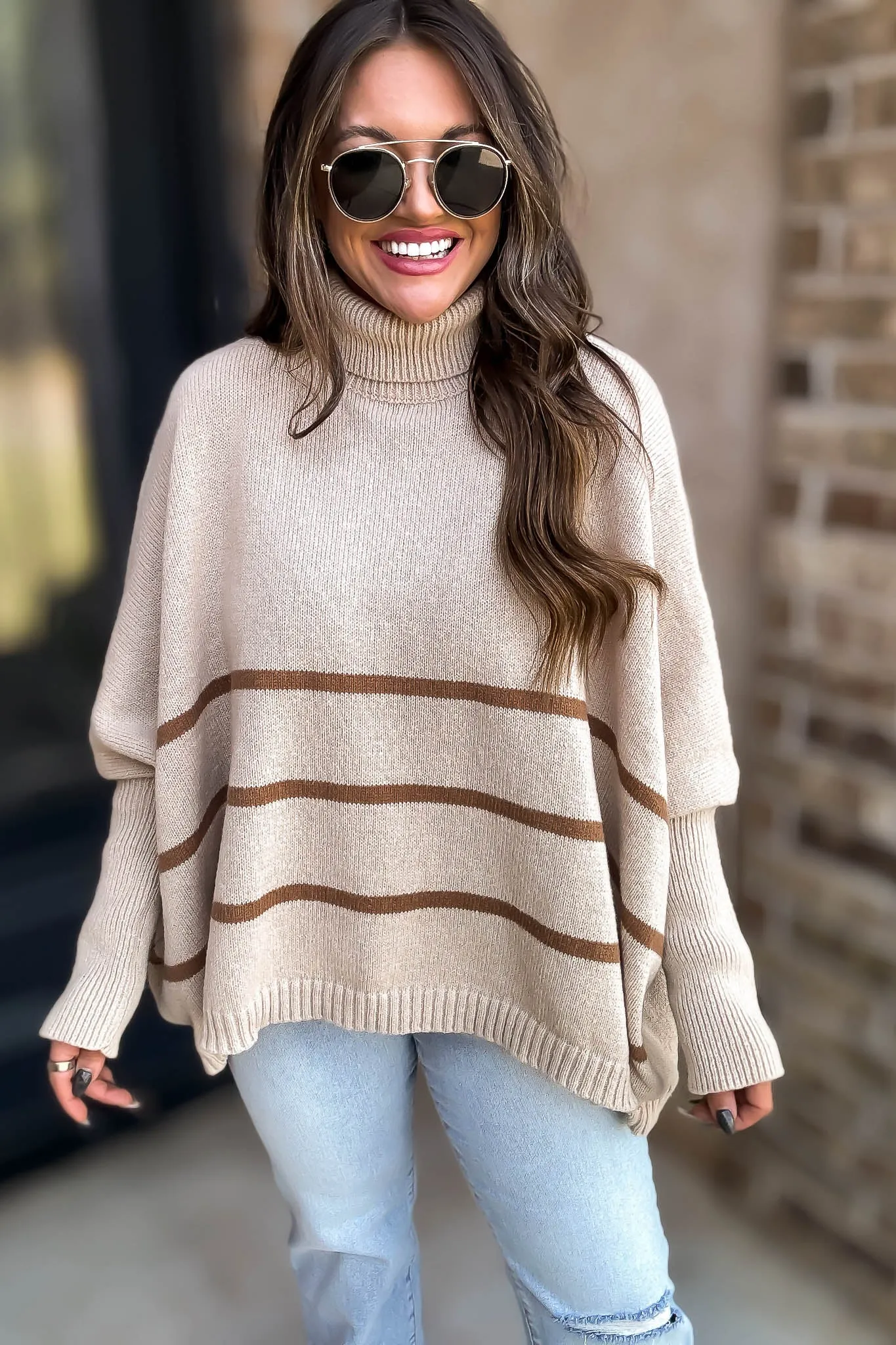 Elizabeth Turtleneck Cream and Stripe Sweater