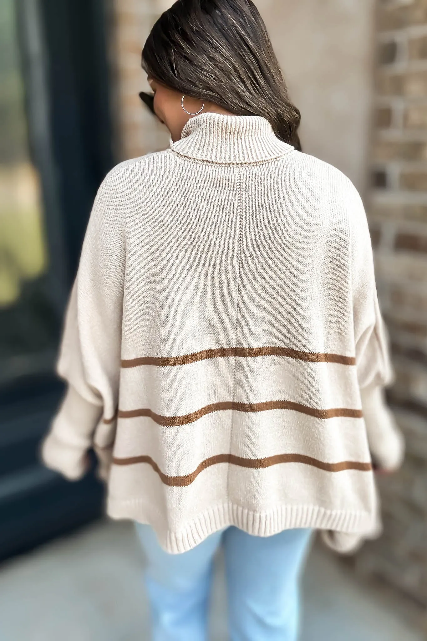 Elizabeth Turtleneck Cream and Stripe Sweater