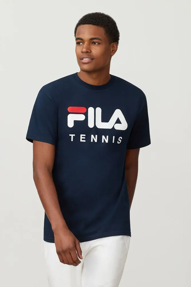 Fila Printed Tennis Tee (Men's) - Peacoat