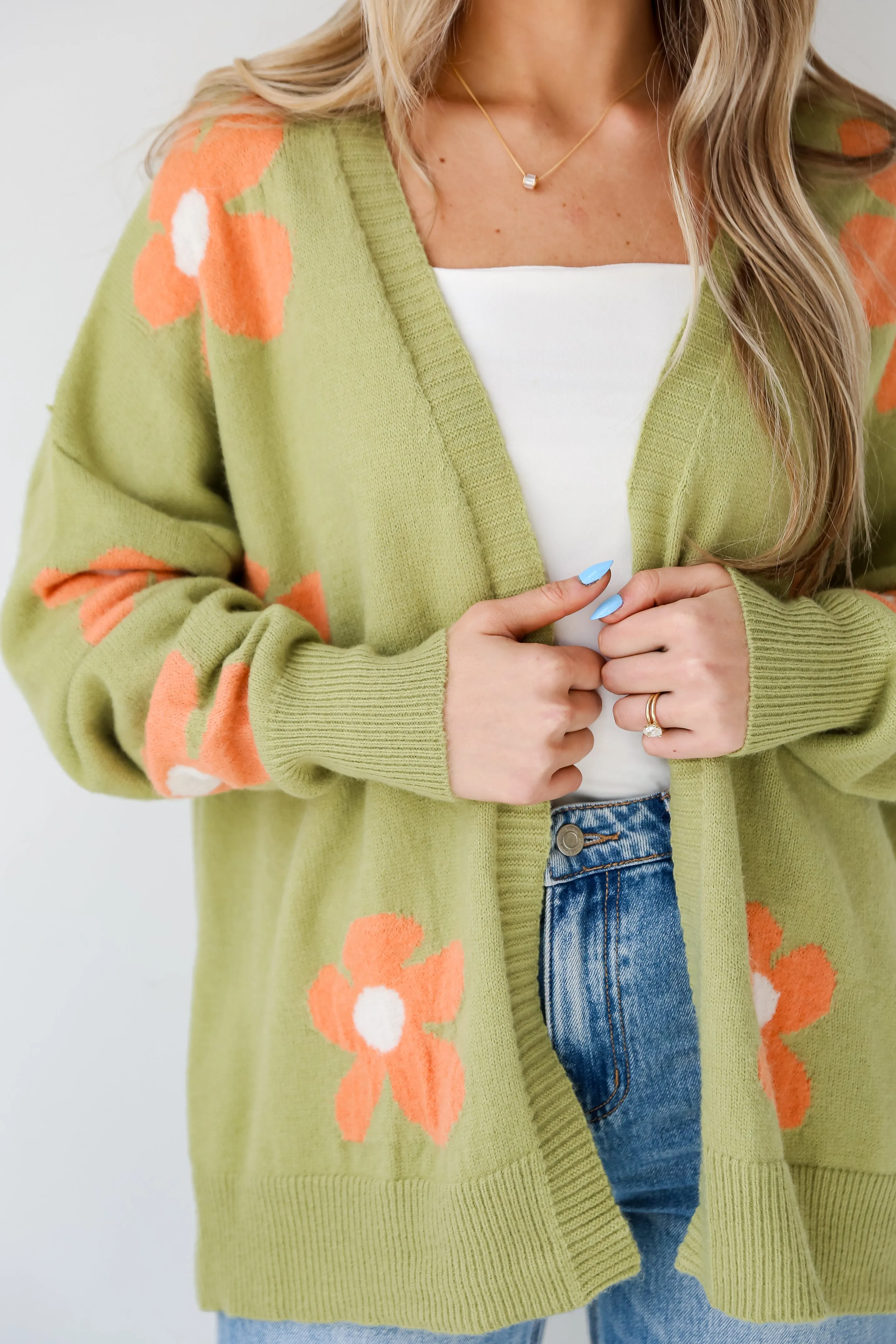 FINAL SALE - Bright Charisma Kiwi Floral Cardigan