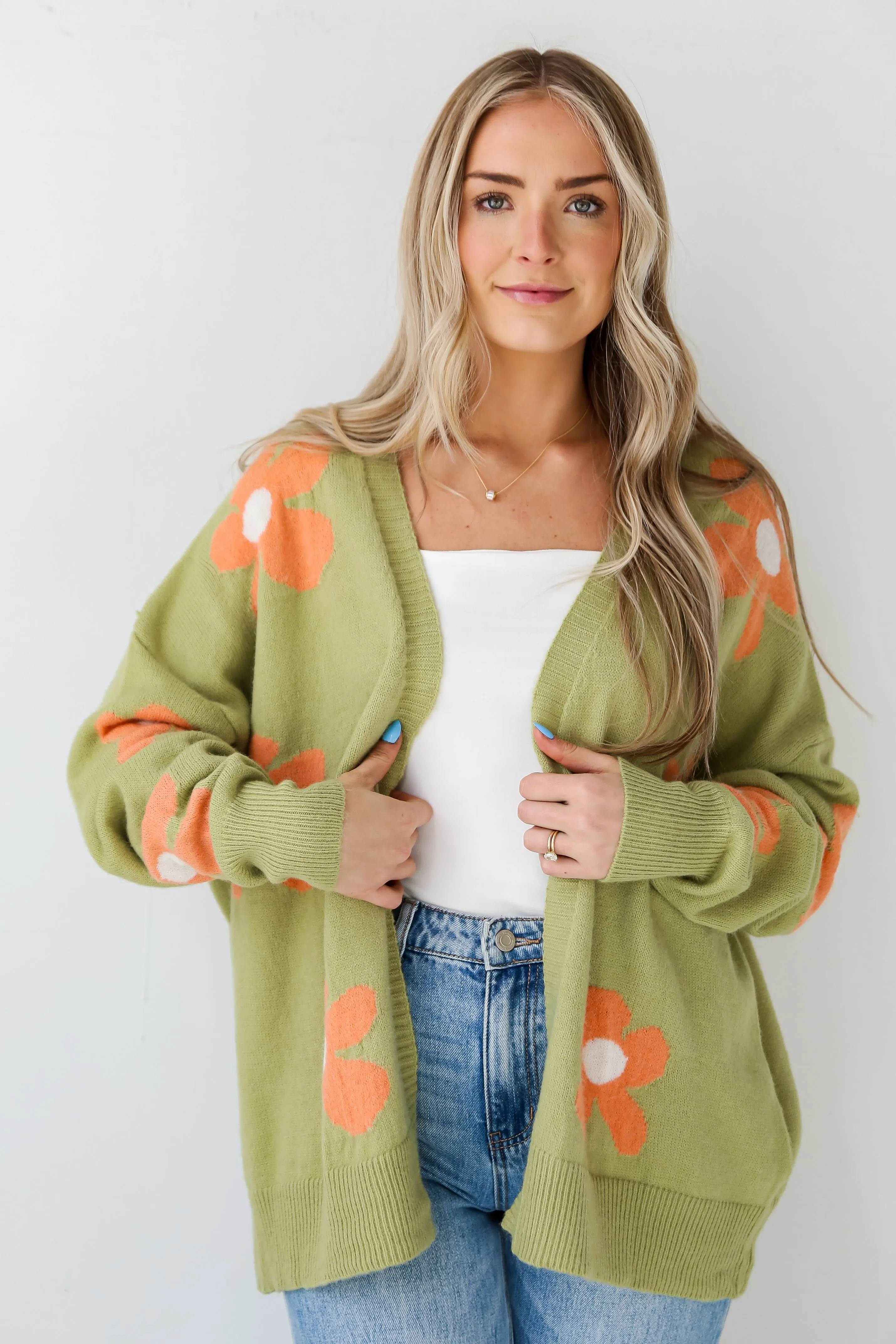 FINAL SALE - Bright Charisma Kiwi Floral Cardigan