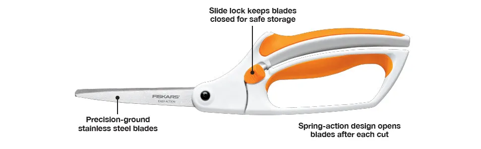 Fiskars Spring-Action Design 8" Squeezable Shears