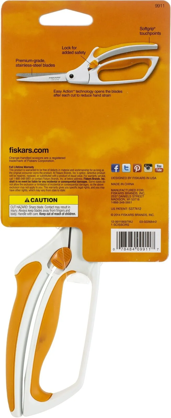 Fiskars Spring-Action Design 8" Squeezable Shears