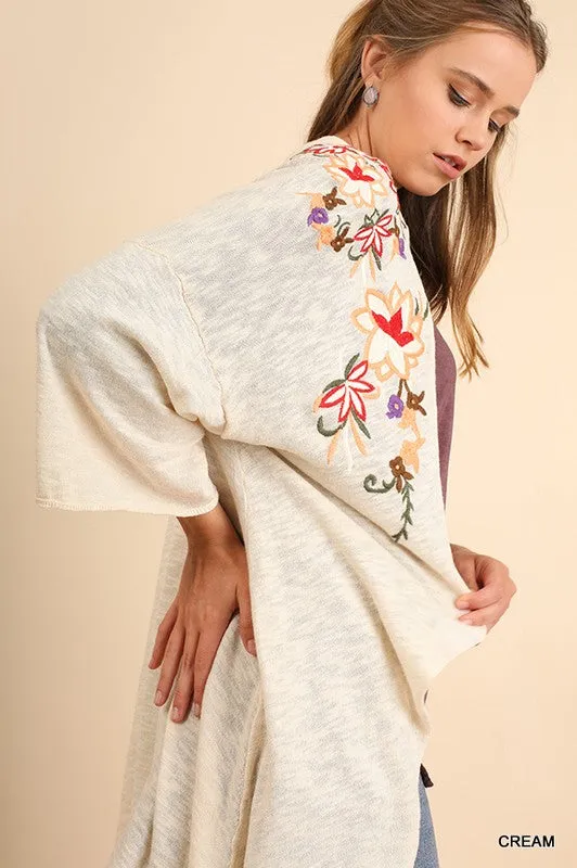 Floral Embroidered Kimono