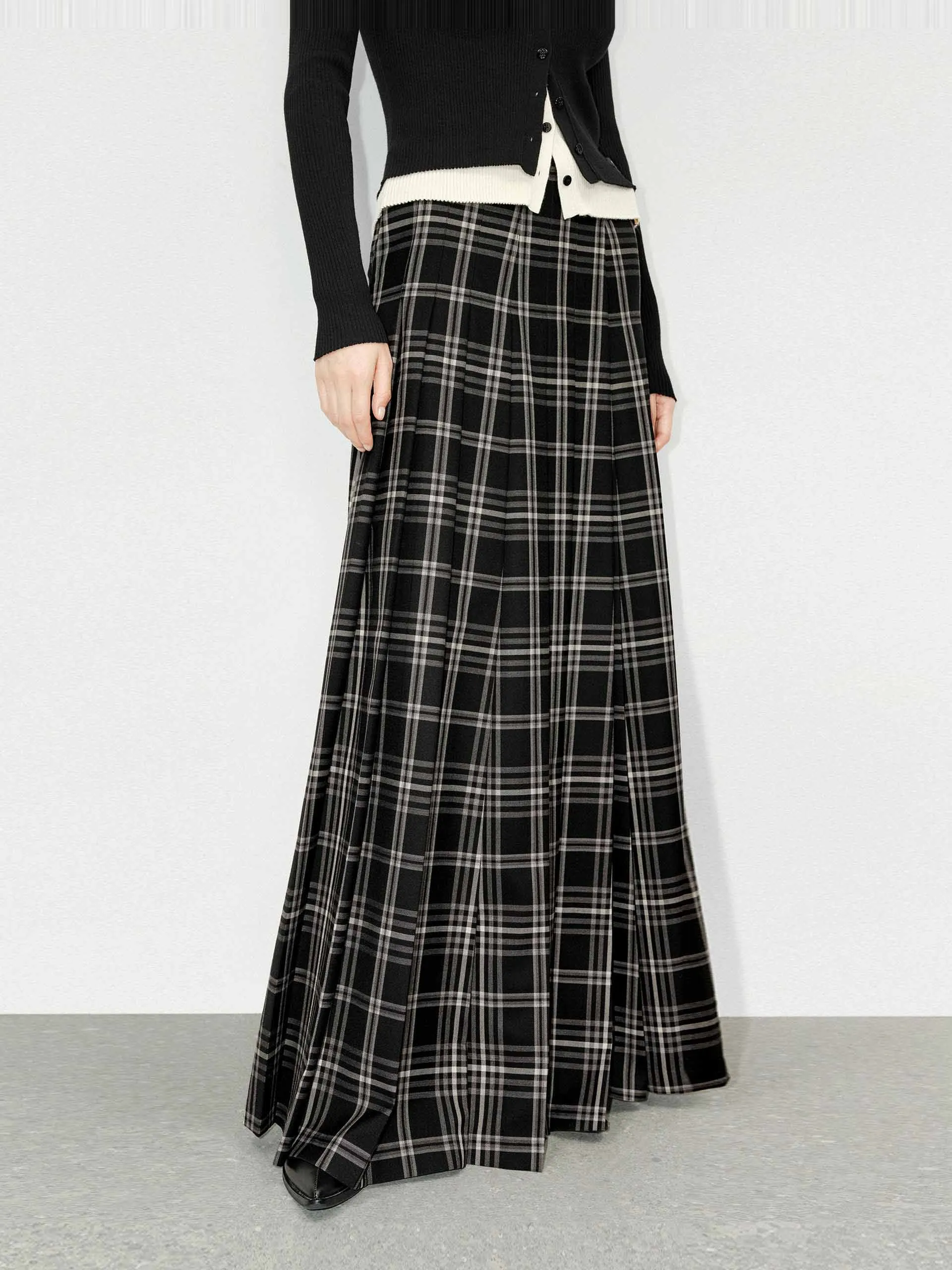 Flowy Plaid Maxi Skirt