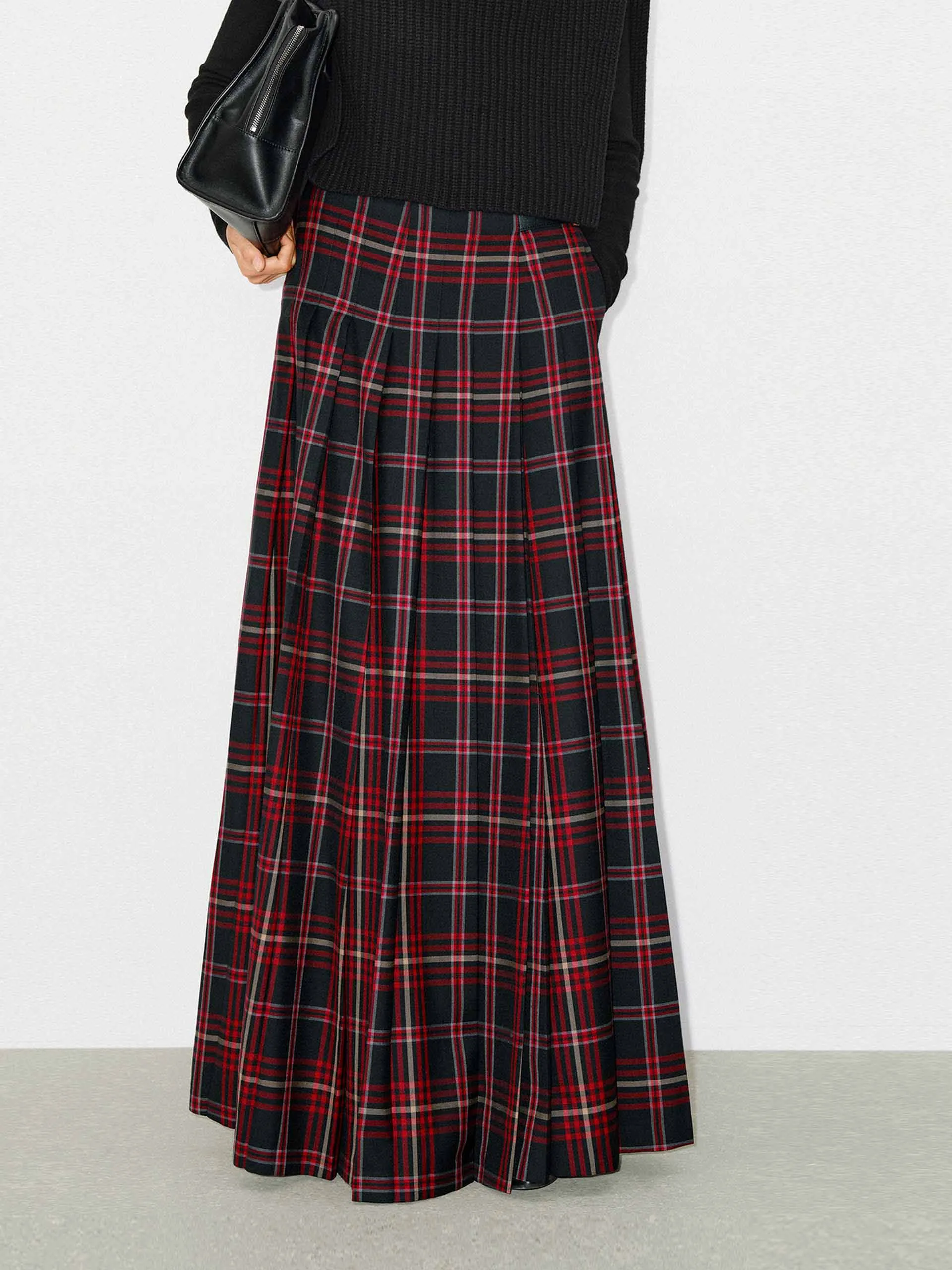 Flowy Plaid Maxi Skirt