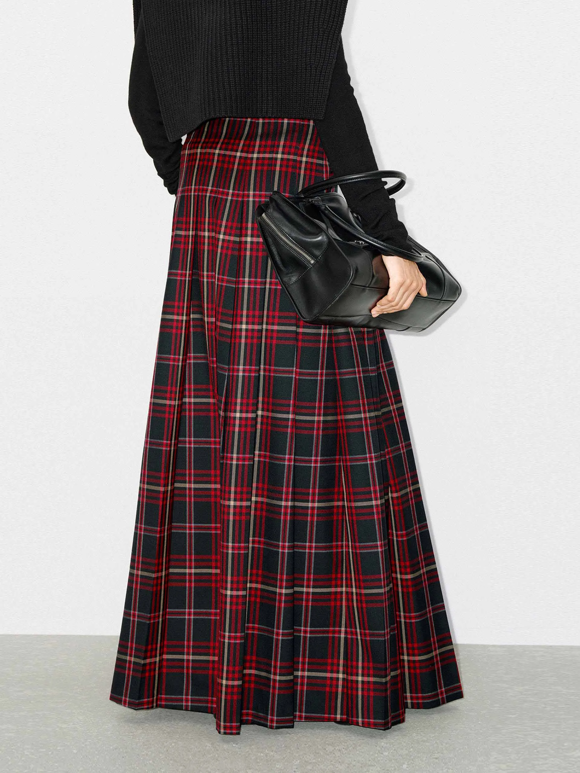 Flowy Plaid Maxi Skirt