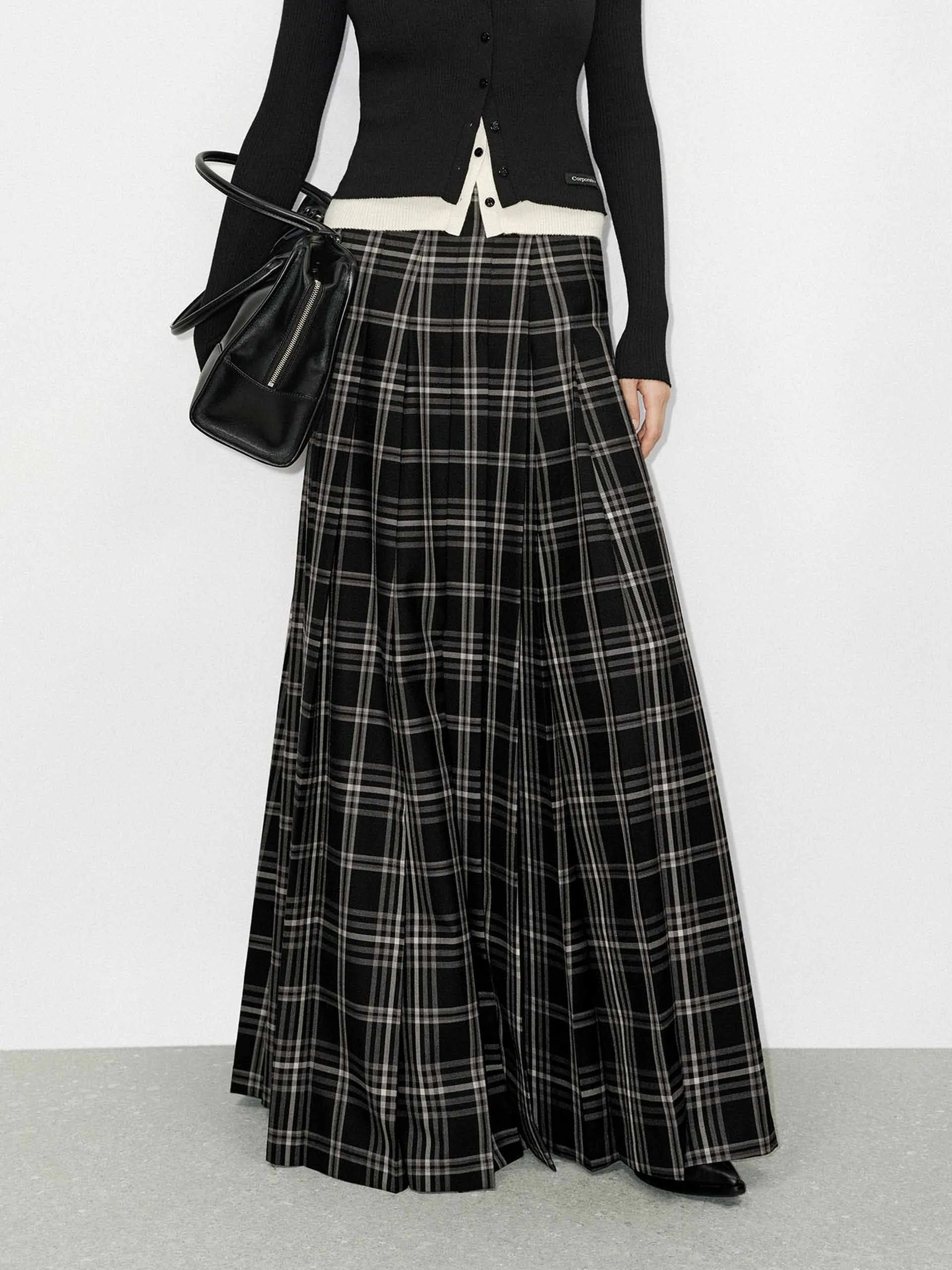 Flowy Plaid Maxi Skirt