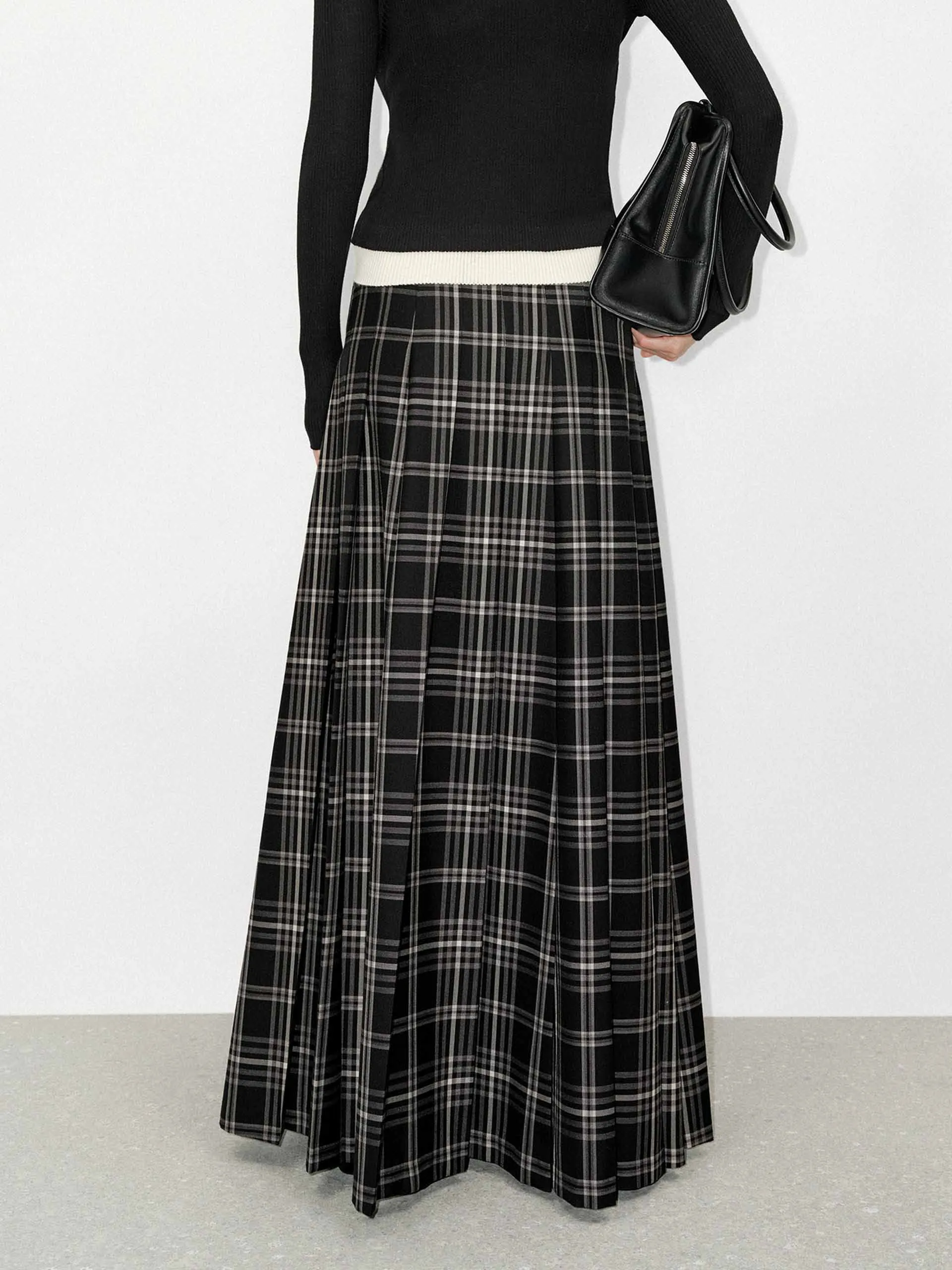 Flowy Plaid Maxi Skirt