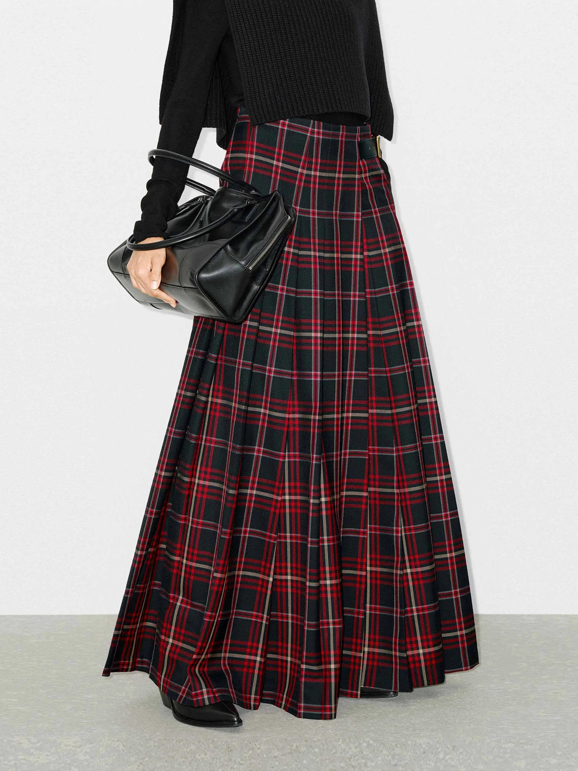 Flowy Plaid Maxi Skirt