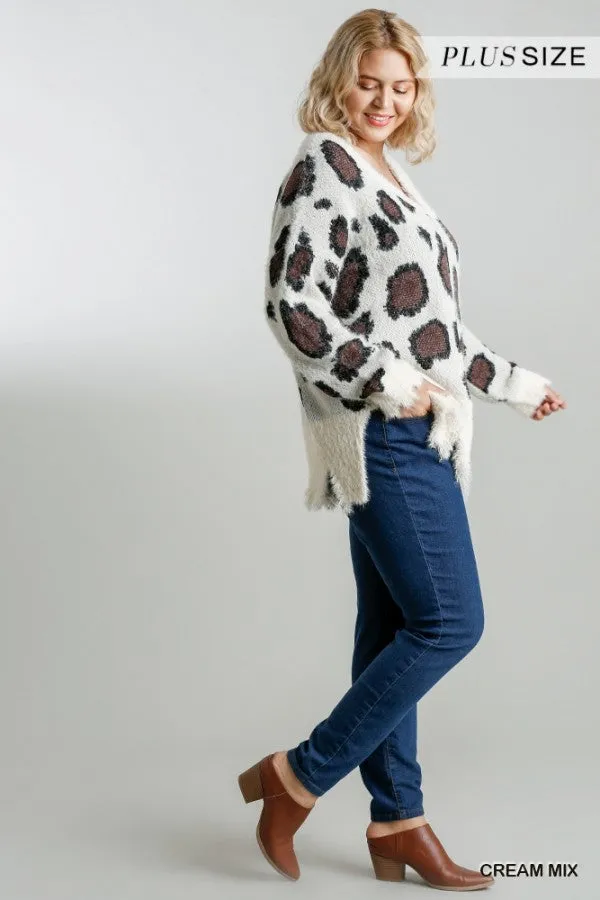 Fuzzy Leopard Sweater, Cream