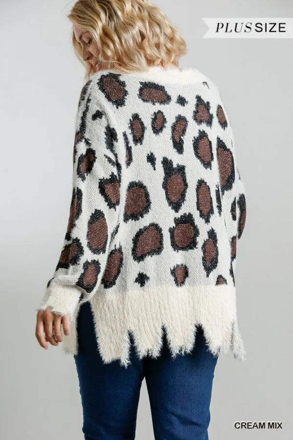 Fuzzy Leopard Sweater, Cream