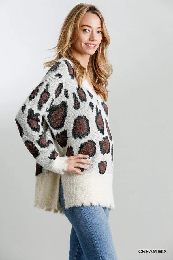 Fuzzy Leopard Sweater, Cream