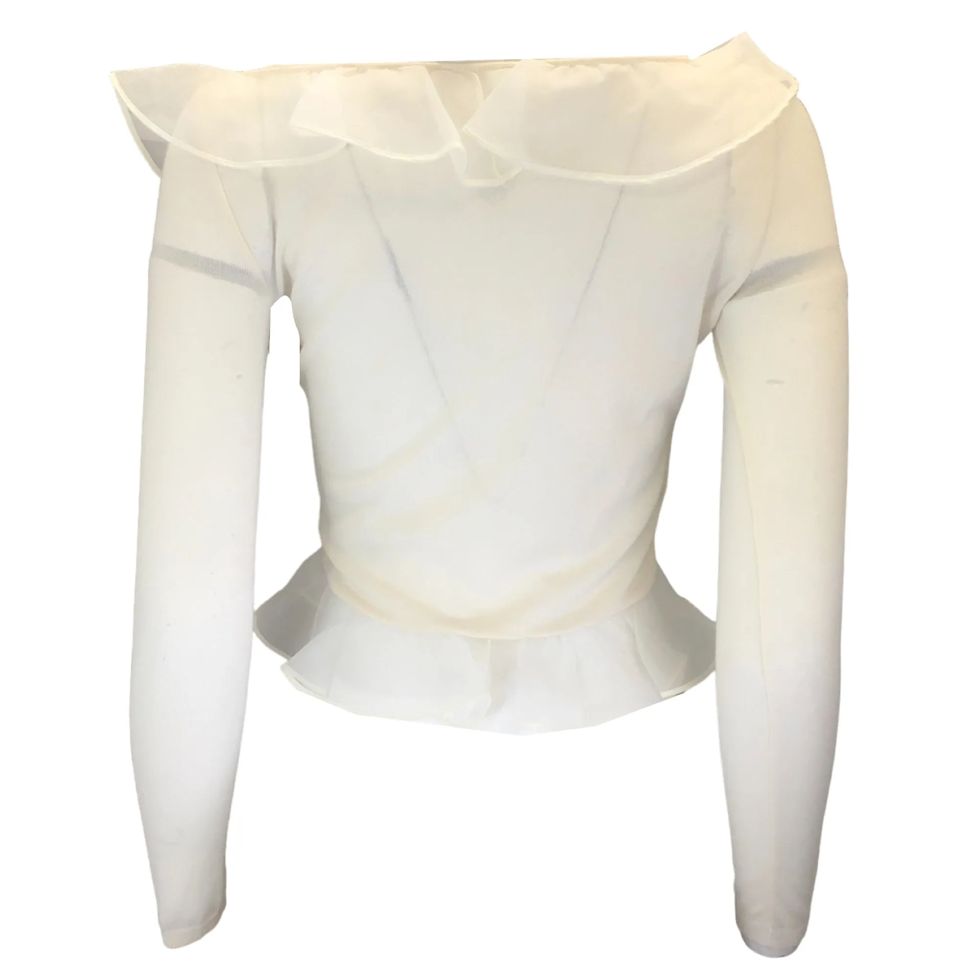 Giambattista Valli Ivory Ruffled Cashmere Knit Sweater