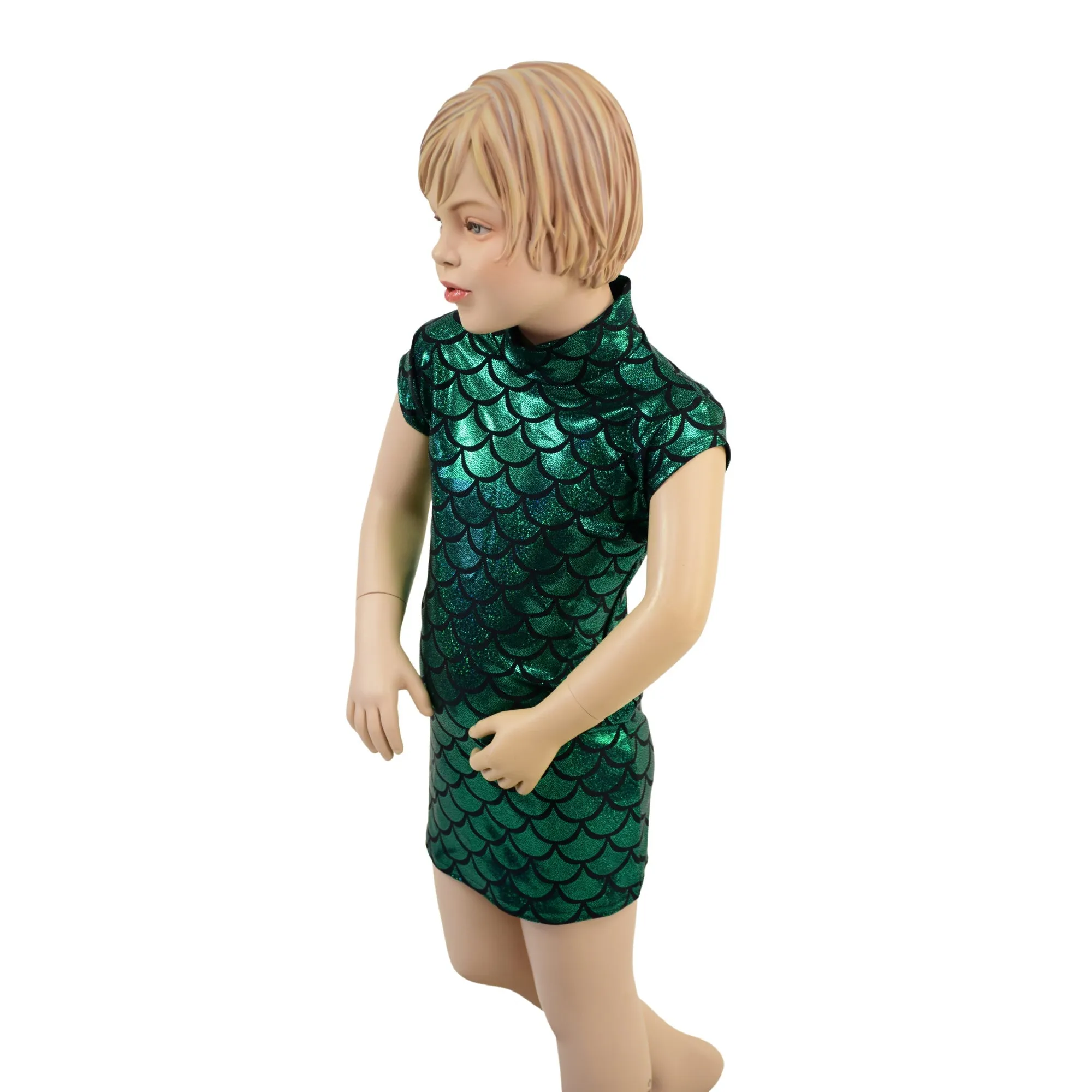 Girls Celia Dress in Green Dragon Scale