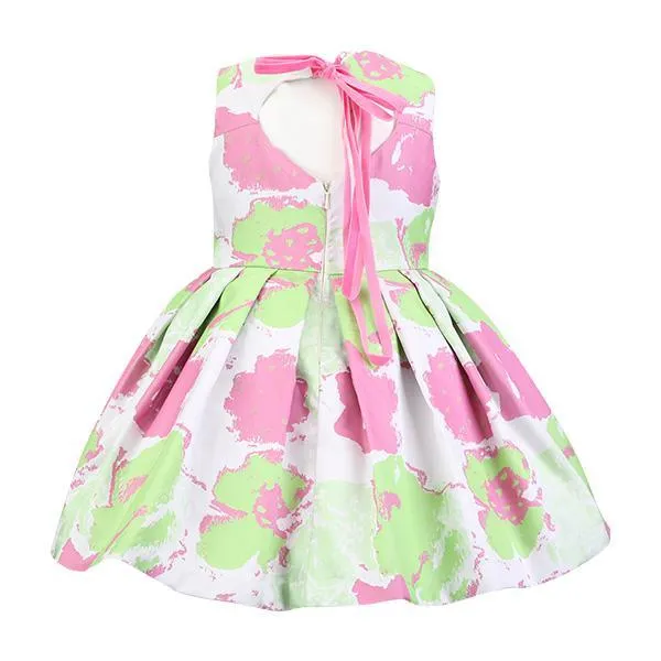 GIRLS MULTICOLOR SLEEVELESS PLEATED DRESS