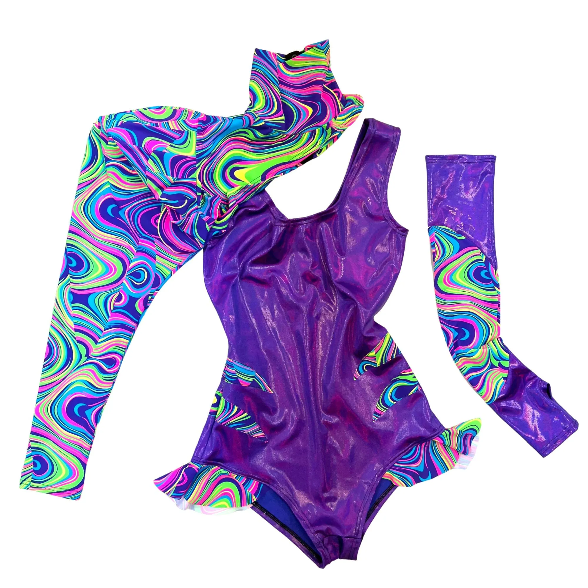 Glow Worm and Grape 3pc Chromatic Romper, Sleeve and Bolero Set